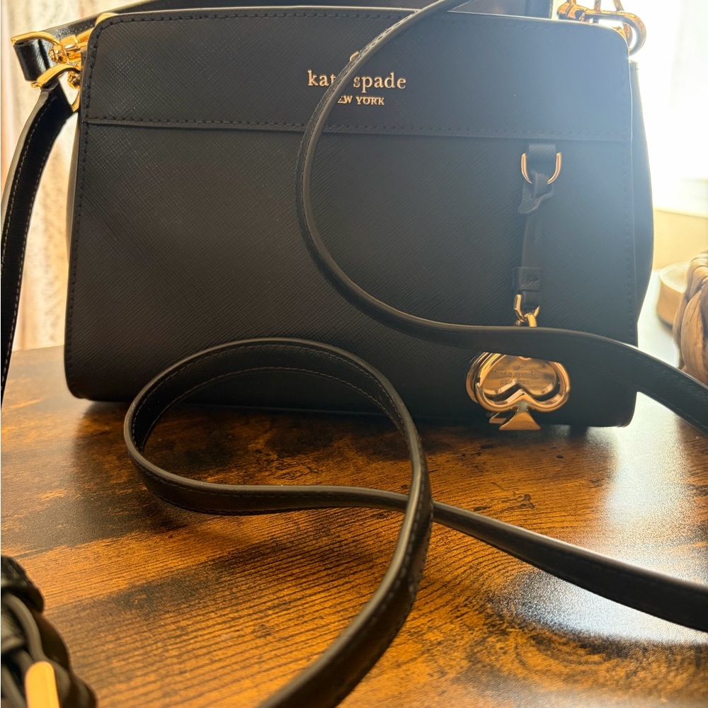 Kate Spade Black Crossbody with Gold Accents